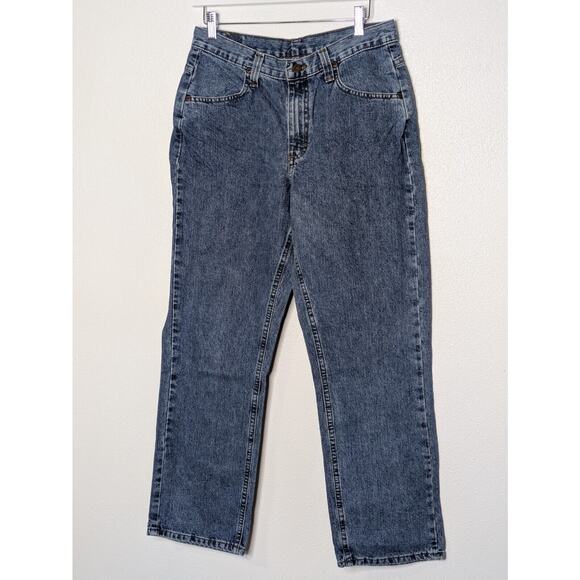 Vintage 90s Lee Riders Blue High Rise Mom Jeans Dark Wash Sz 10P Tapered Leg - Picture 3 of 10